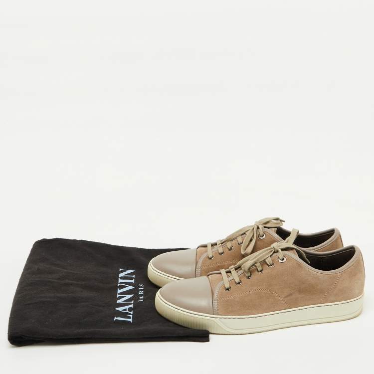 Pre Owned Lanvin Beige/Light Grey Suede and Leather DDB1 Low Top Sneakers Size 43