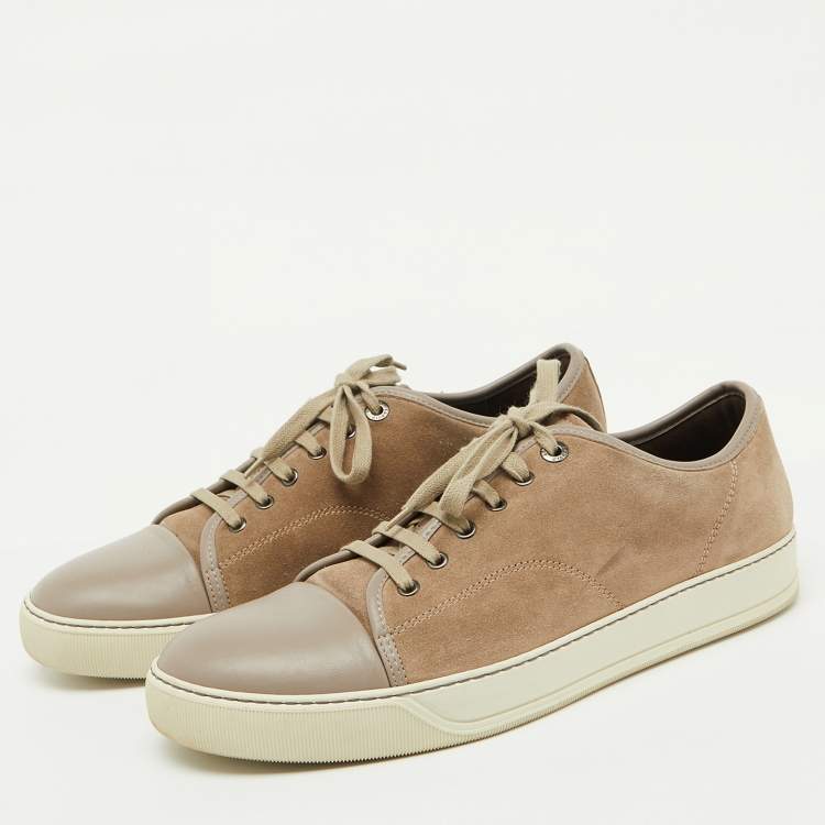 Pre Owned Lanvin Beige/Light Grey Suede and Leather DDB1 Low Top Sneakers Size 43