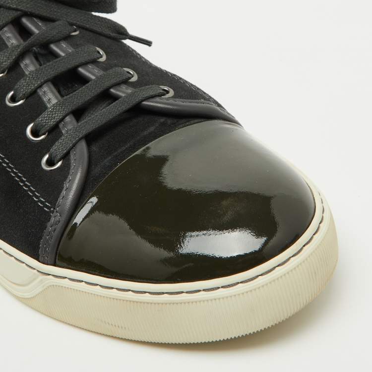 Pre Owned Lanvin Multicolor Suede and Patent Leather Low Top Sneakers Size 44