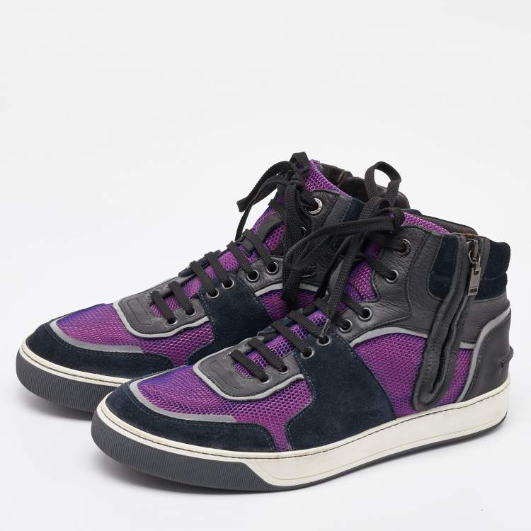 Pre Owned Lanvin Multicolor Leather and Mesh High Top Sneakers Size 41