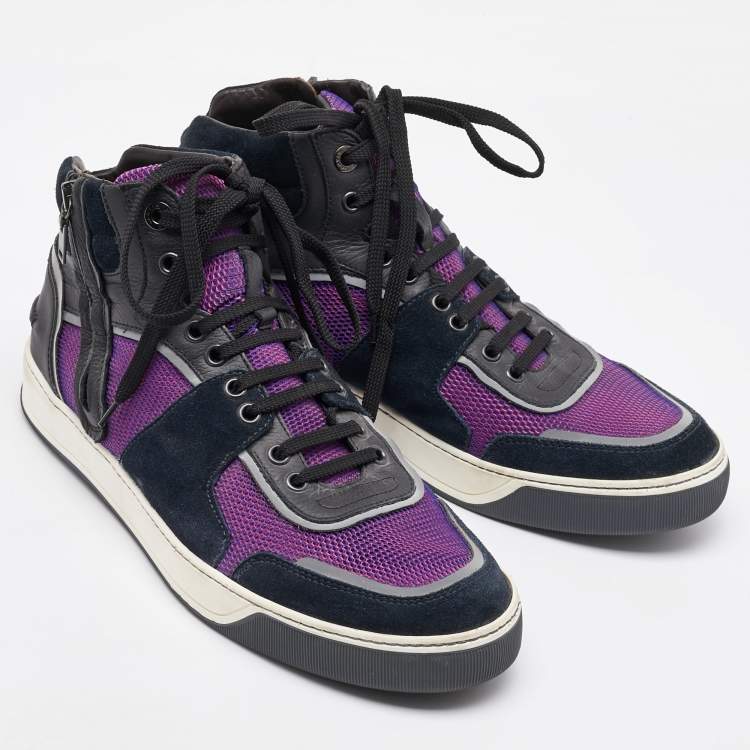 Pre Owned Lanvin Multicolor Leather and Mesh High Top Sneakers Size 41