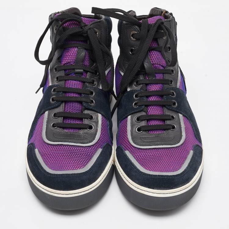 Pre Owned Lanvin Multicolor Leather and Mesh High Top Sneakers Size 41