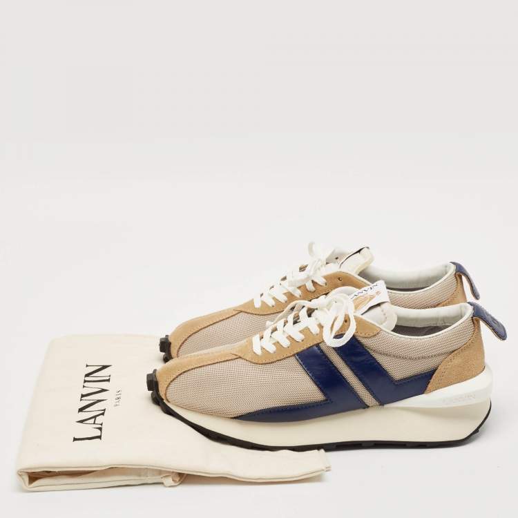 Pre Owned Lanvin Tricolor Mesh and Leather Bumper Sneakers Size 44
