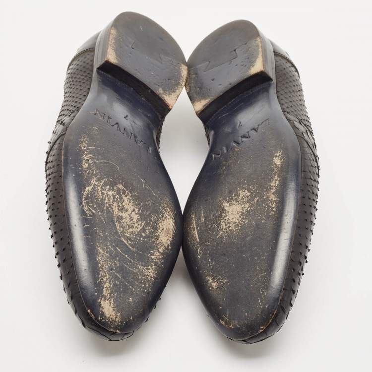 Pre Owned Lanvin Black Python Leather Penny Loafers Size 41