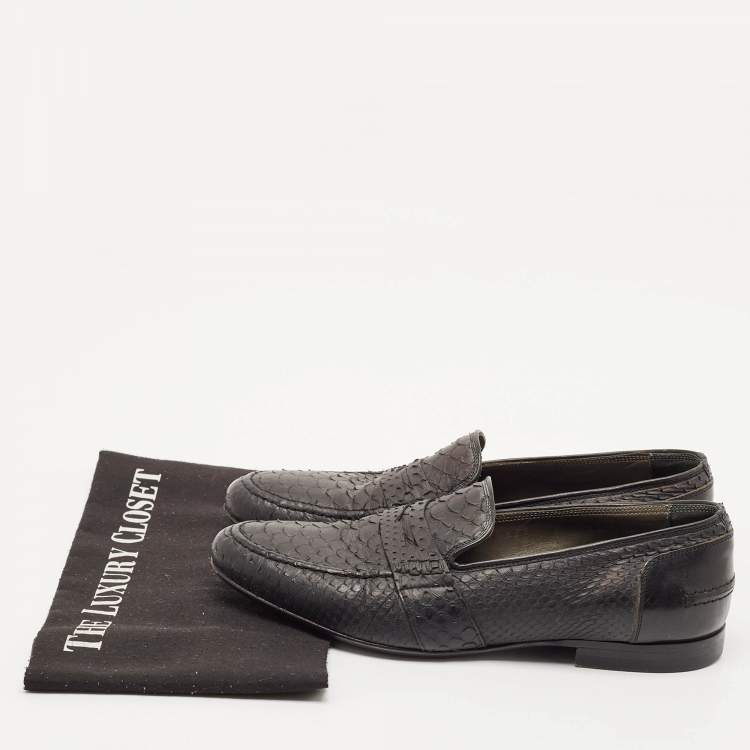 Pre Owned Lanvin Black Python Leather Penny Loafers Size 41