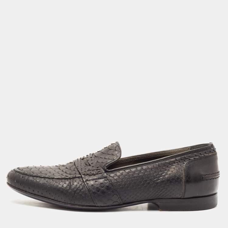 Pre Owned Lanvin Black Python Leather Penny Loafers Size 41