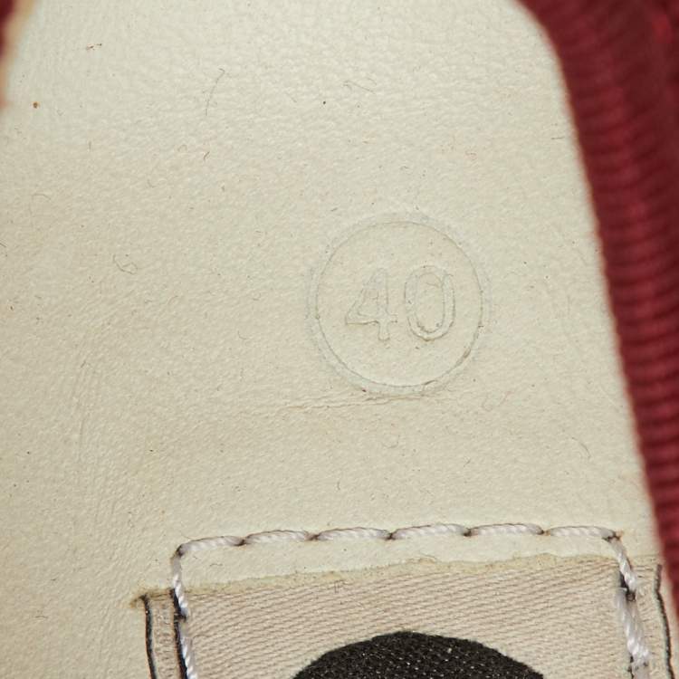 Pre Owned Lanvin Dark Red Croc Embossed Leather and Leather Low Top Sneakers Size 40