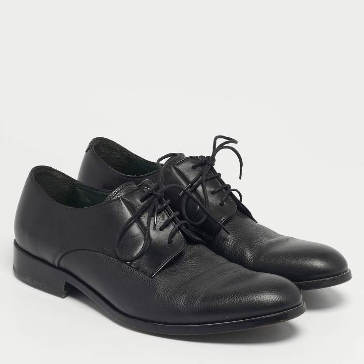 Pre Owned Lanvin Black Leather Lace Up Oxfords Size 43
