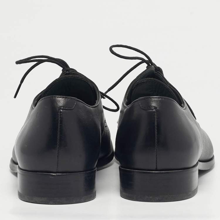 Pre Owned Lanvin Black Leather Lace Up Oxfords Size 43