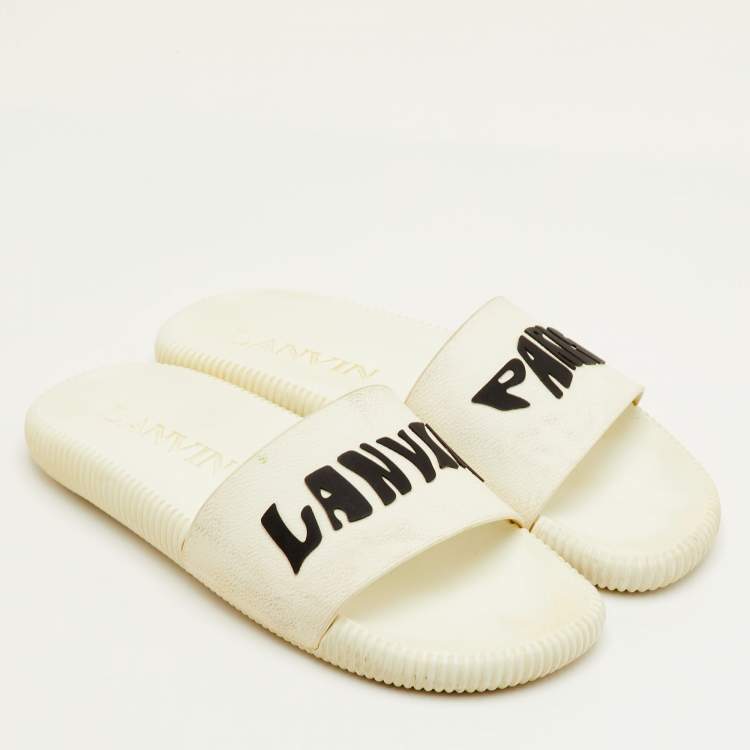 Pre Owned Lanvin Arpege Size 42 White Rubber Flat Slide Sandals