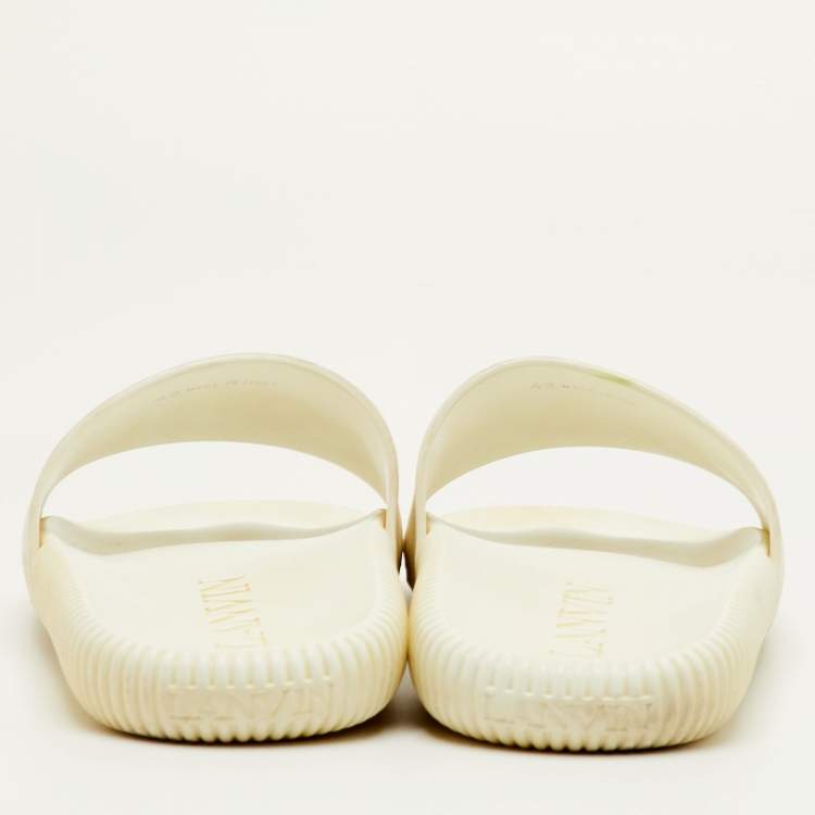 Pre Owned Lanvin Arpege Size 42 White Rubber Flat Slide Sandals