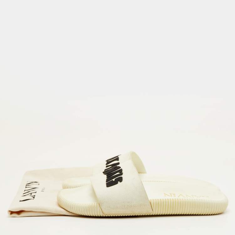 Pre Owned Lanvin Arpege Size 42 White Rubber Flat Slide Sandals