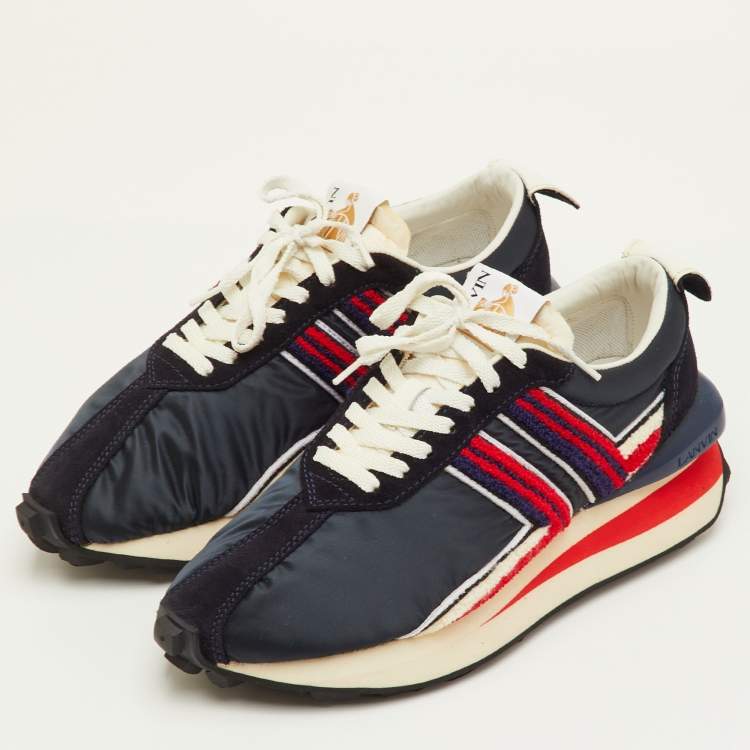 Pre Owned Lanvin Bumper Size 41 Multicolor Fabric and Suede Runner Sneakers