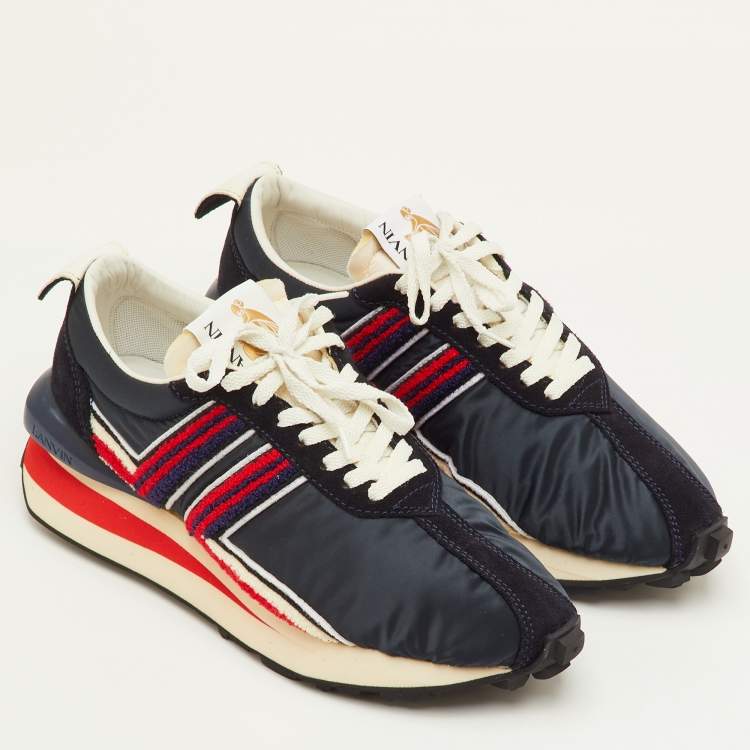 Pre Owned Lanvin Bumper Size 41 Multicolor Fabric and Suede Runner Sneakers