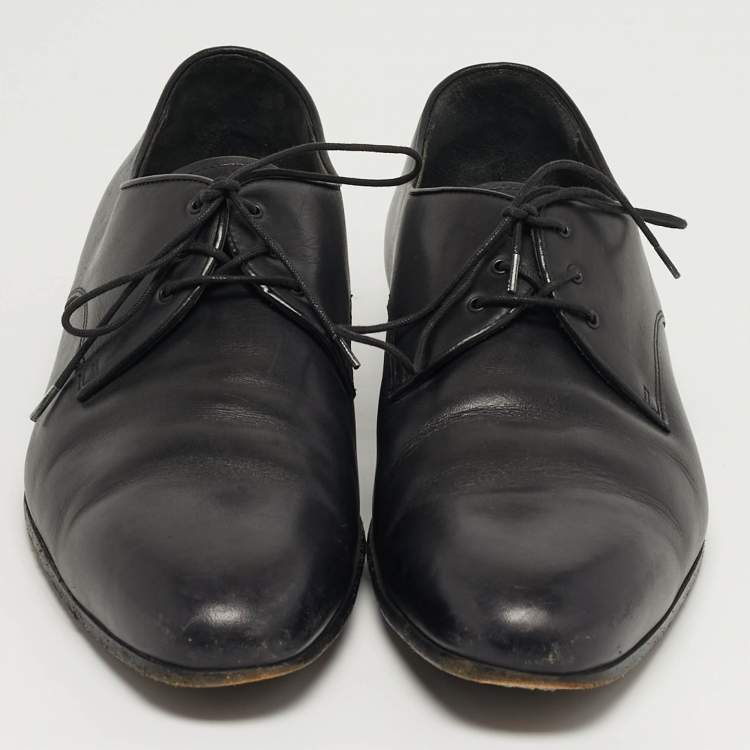 Pre Owned Lanvin Size 42 Black Leather Lace Up Oxfords