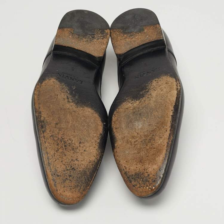 Pre Owned Lanvin Size 42 Black Leather Lace Up Oxfords