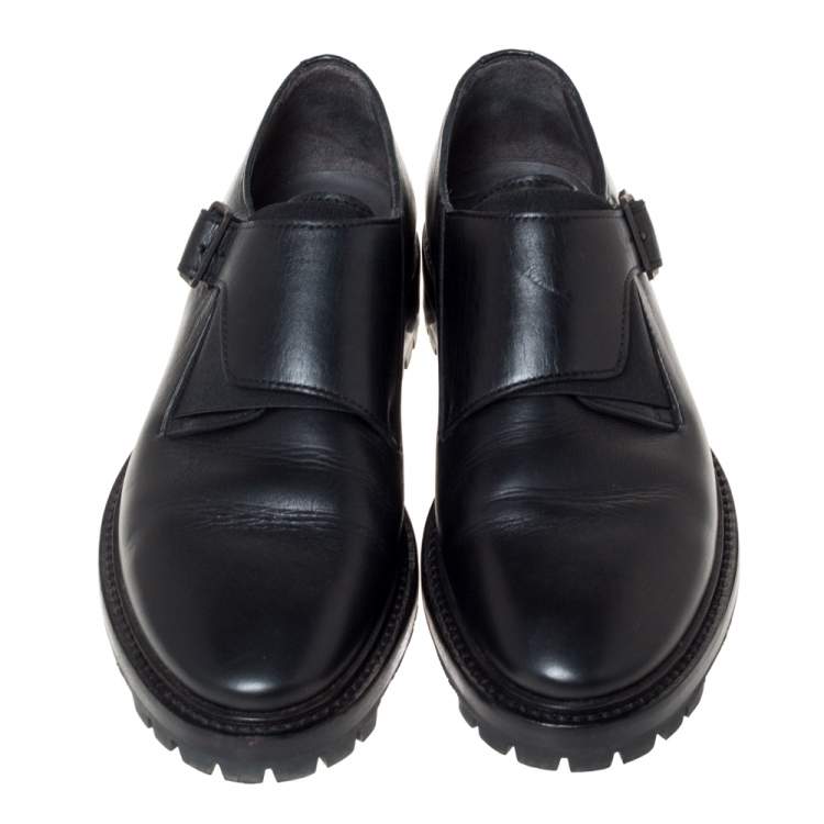 Pre Owned Lanvin Black Leather Monk Strap Oxford Size 40