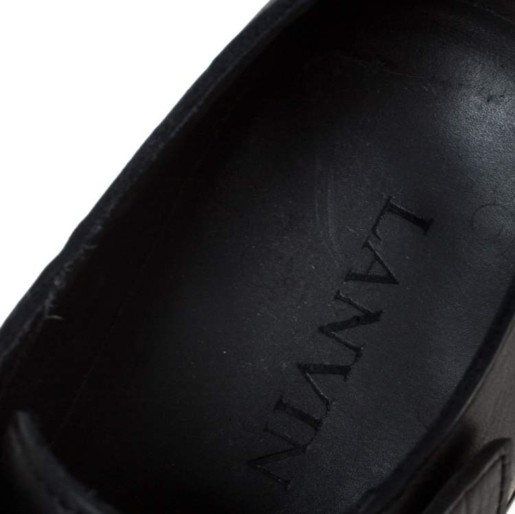 Pre Owned Lanvin Black Leather Monk Strap Oxford Size 40