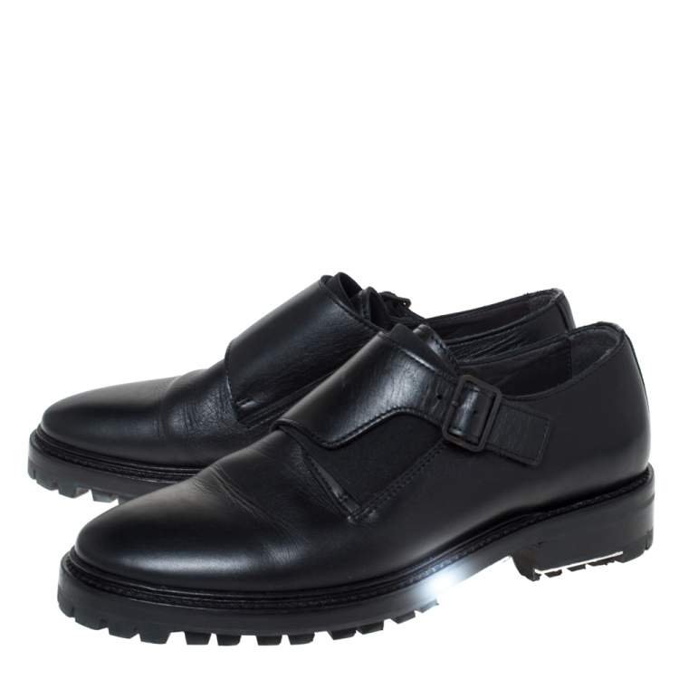 Pre Owned Lanvin Black Leather Monk Strap Oxford Size 40
