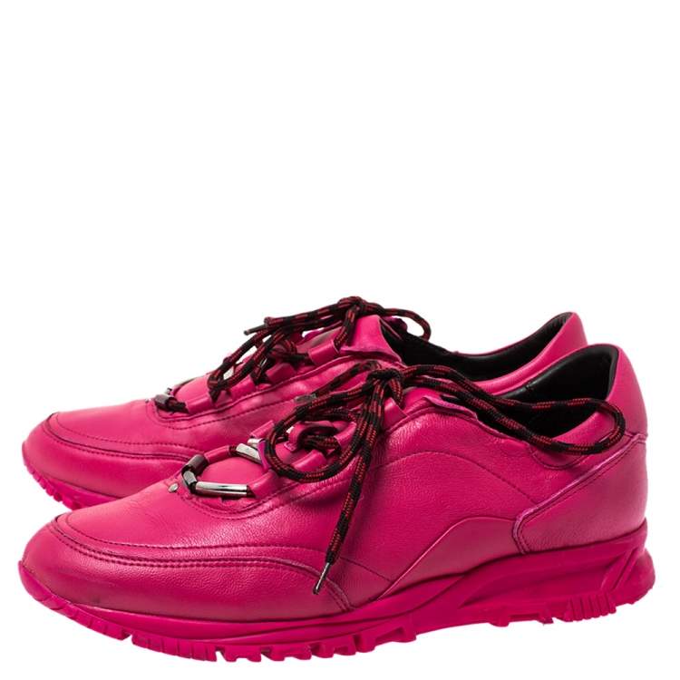 مملوكة مسبقًا Lanvin Pink Leather Lace Up Sneakers Size 40