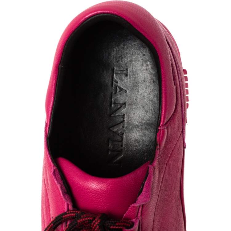 مملوكة مسبقًا Lanvin Pink Leather Lace Up Sneakers Size 40