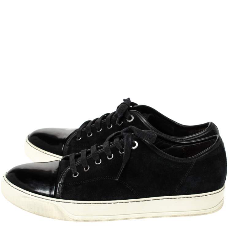 Pre Owned Lanvin Black Suede and Patent DDB1 Low Top Sneakers Size 41