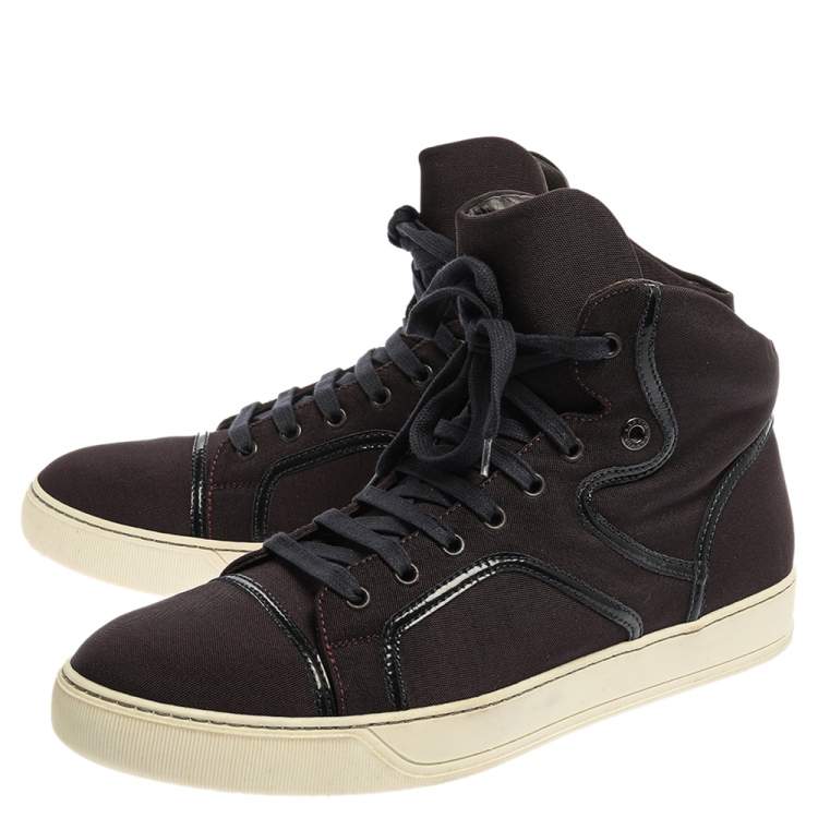 Pre Owned Lanvin Burgundy Nylon High Top Sneakers Size 43