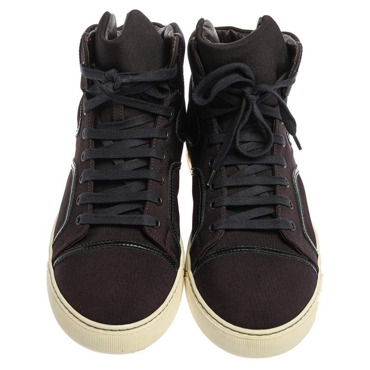Pre Owned Lanvin Burgundy Nylon High Top Sneakers Size 43