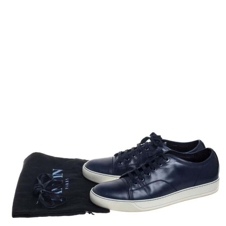 Pre Owned Lanvin Blue Leather Low top Sneakers Size 44