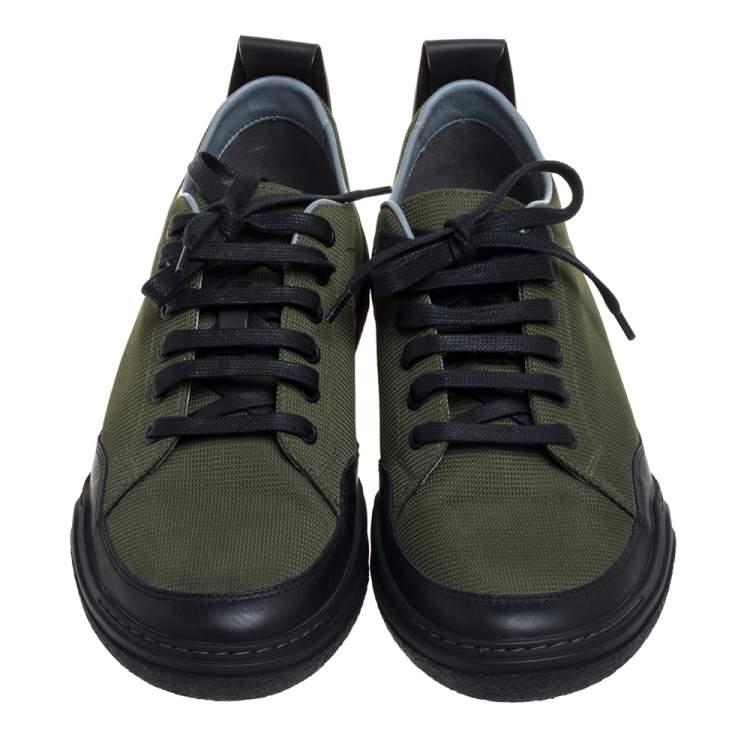 Pre Owned Lanvin Green/Black Canvas And Leather Sneakers Size 41