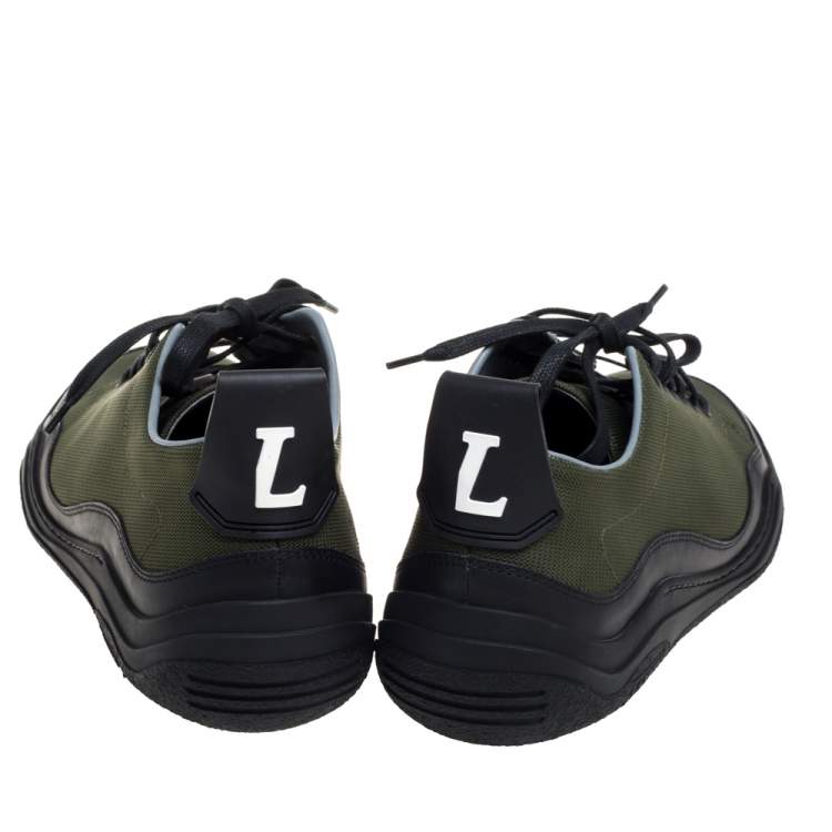 Pre Owned Lanvin Green/Black Canvas And Leather Sneakers Size 41