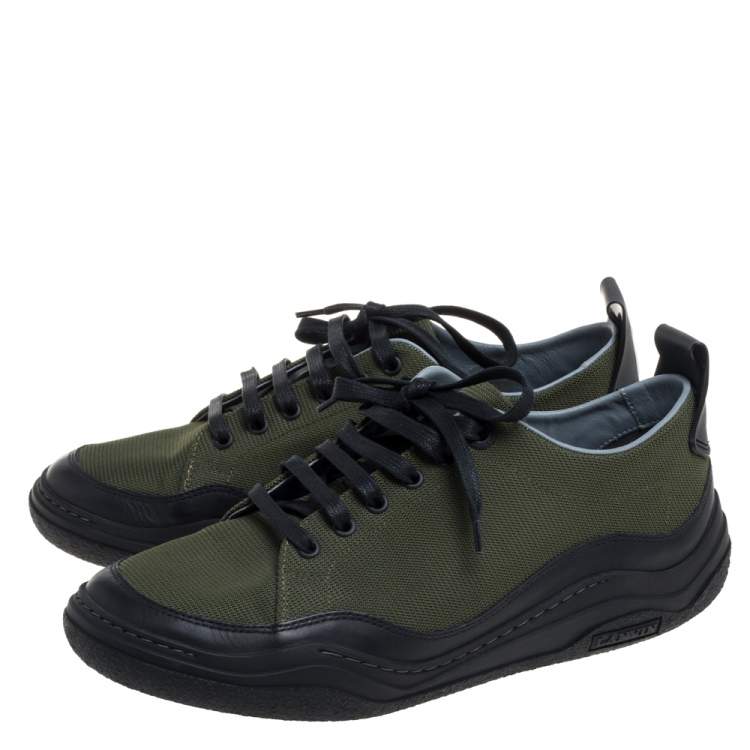 Pre Owned Lanvin Green/Black Canvas And Leather Sneakers Size 41