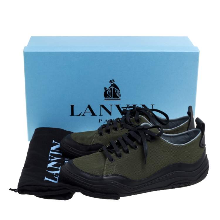 Pre Owned Lanvin Green/Black Canvas And Leather Sneakers Size 41