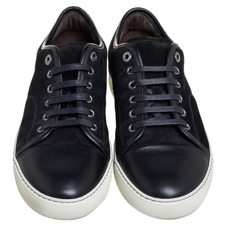 Pre Owned Lanvin Black Suede And Leather DDB1 Low Top Sneakers Size 43