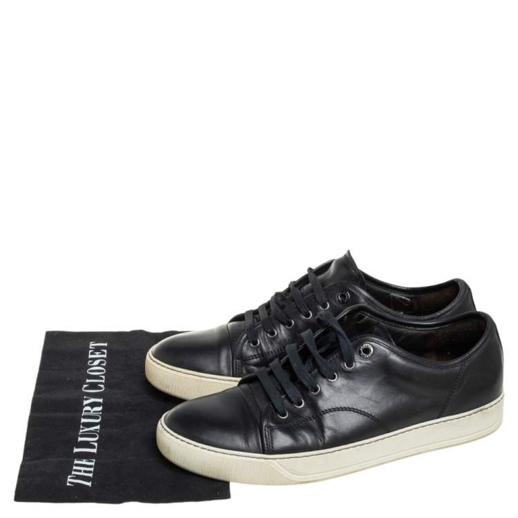 Pre Owned  Lanvin Black Leather Low Top Sneakers Size 41