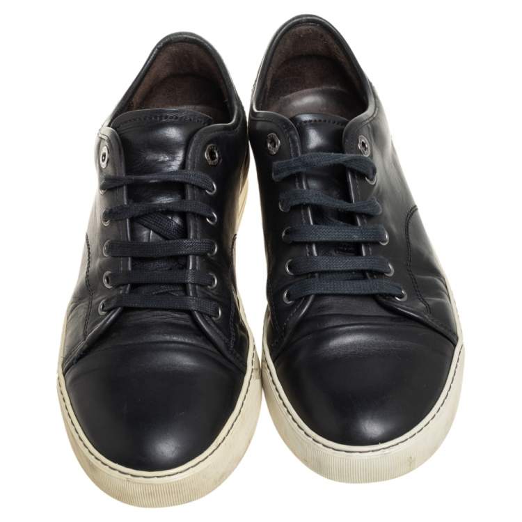 Pre Owned  Lanvin Black Leather Low Top Sneakers Size 41