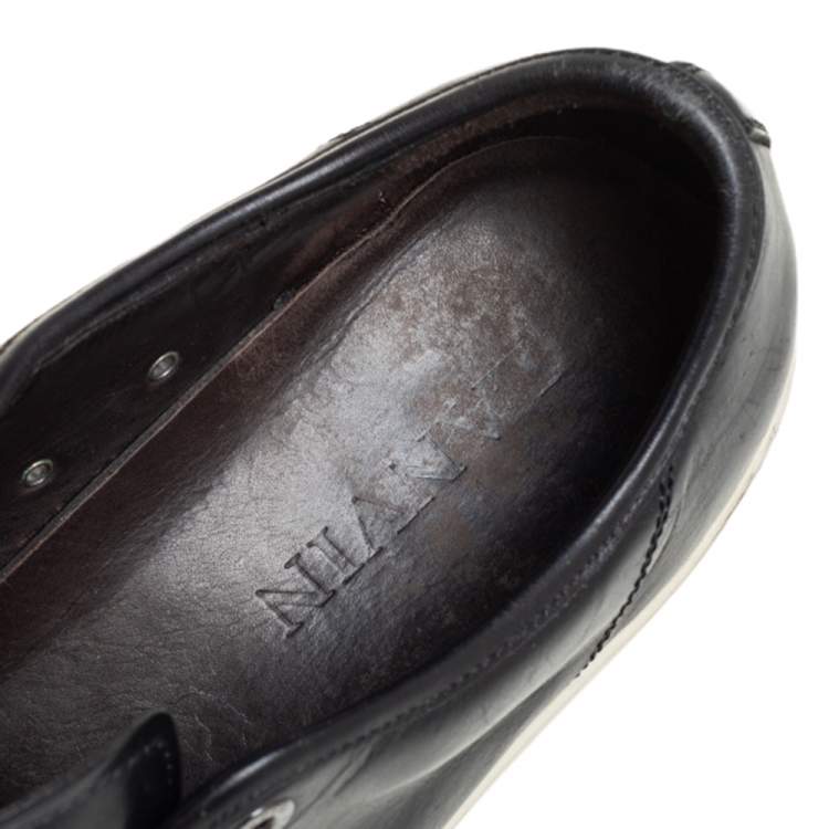 Pre Owned  Lanvin Black Leather Low Top Sneakers Size 41