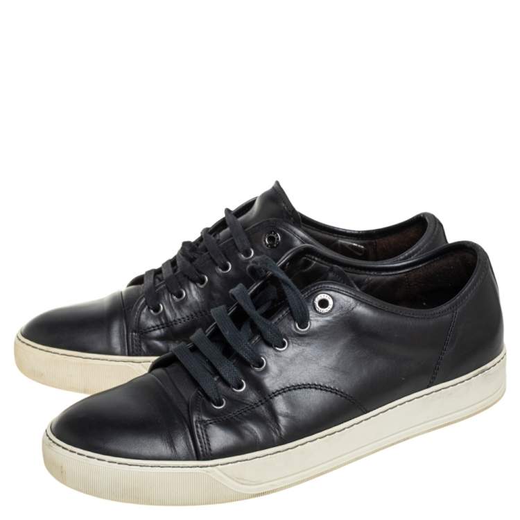 Pre Owned  Lanvin Black Leather Low Top Sneakers Size 41
