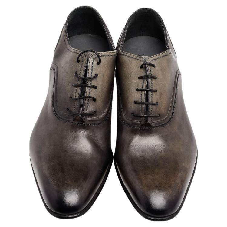 Pre Owned Lanvin Two Tone Leather Lace Up Oxford Size 43