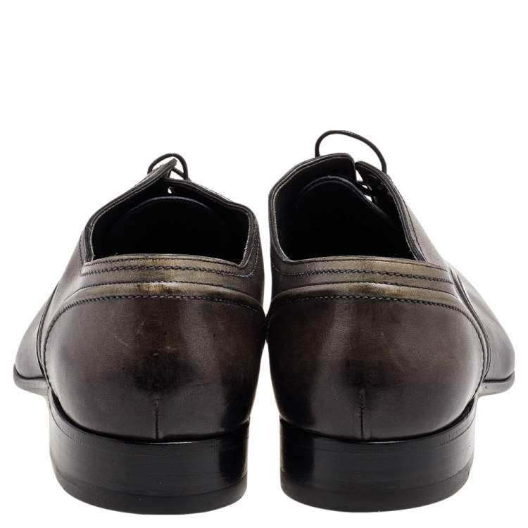 Pre Owned Lanvin Two Tone Leather Lace Up Oxford Size 43