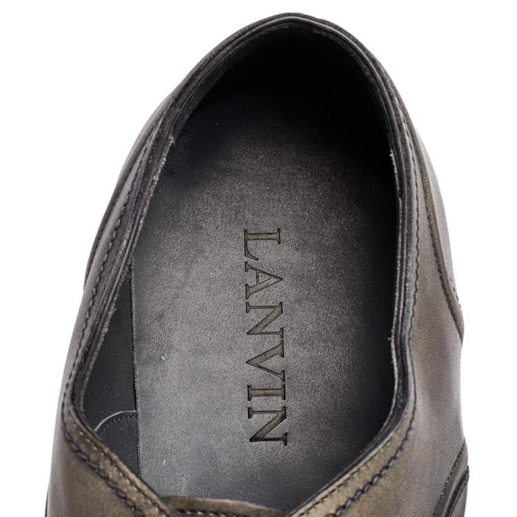 Pre Owned Lanvin Two Tone Leather Lace Up Oxford Size 43