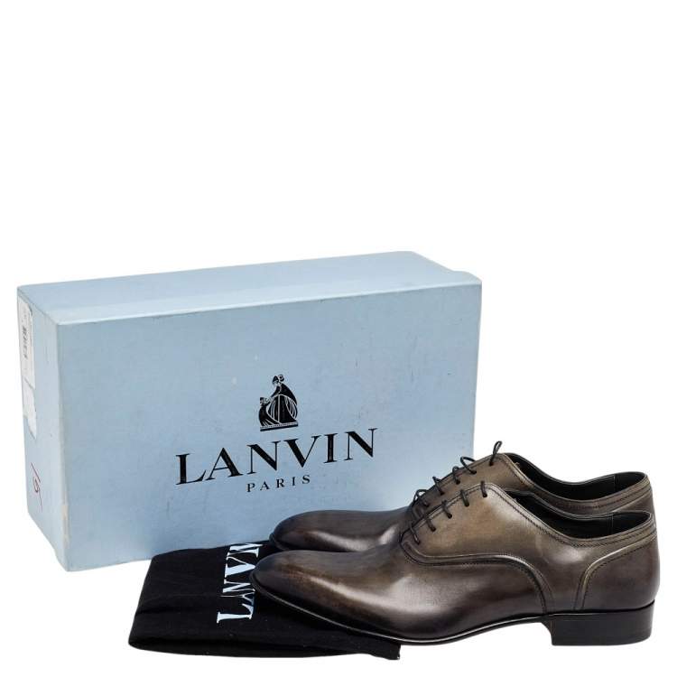 Pre Owned Lanvin Two Tone Leather Lace Up Oxford Size 43