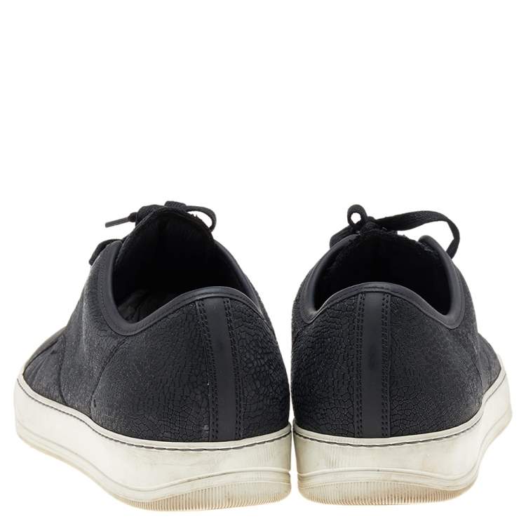 Pre Owned  Lanvin Black Leather Low Top Sneakers Size 43