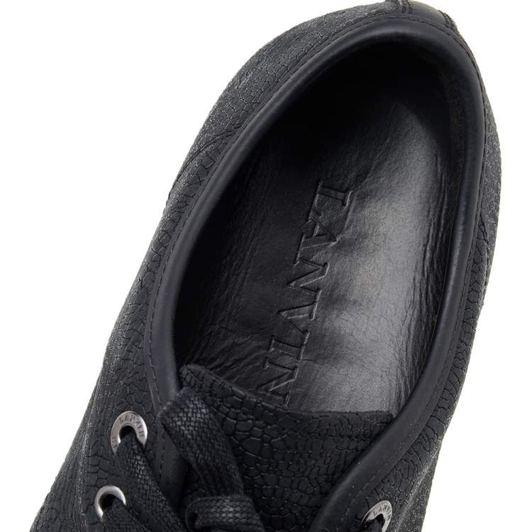 Pre Owned  Lanvin Black Leather Low Top Sneakers Size 43