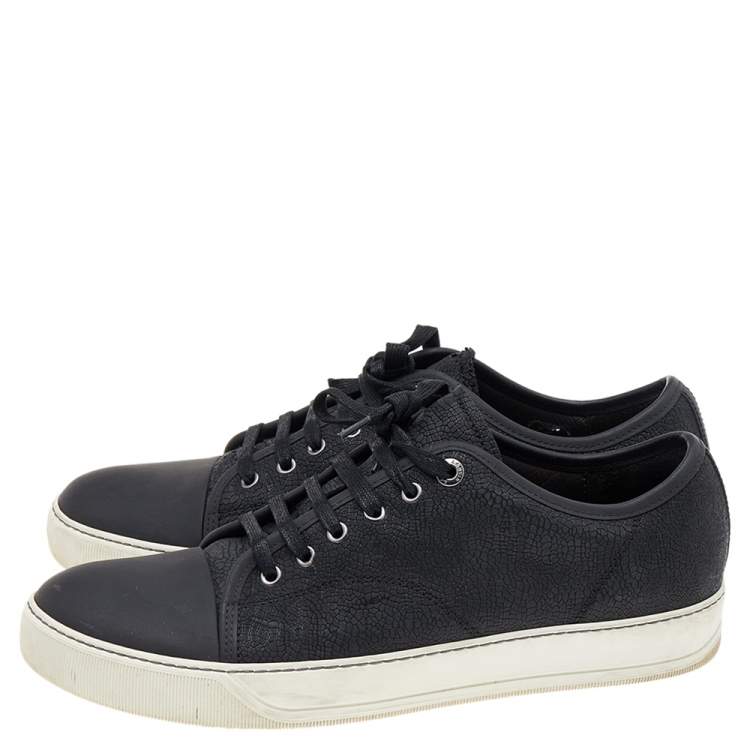 Pre Owned  Lanvin Black Leather Low Top Sneakers Size 43