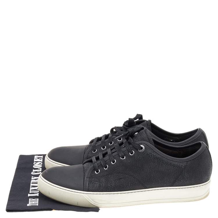 Pre Owned  Lanvin Black Leather Low Top Sneakers Size 43