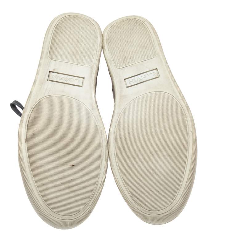 Pre Owned Lanvin Green/Grey Patent And Suede Leather Low Top Sneakers Size 43