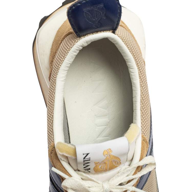 Pre Owned Lanvin Tricolor Mesh, Suede, and Leather Bumper Sneakers Size 41