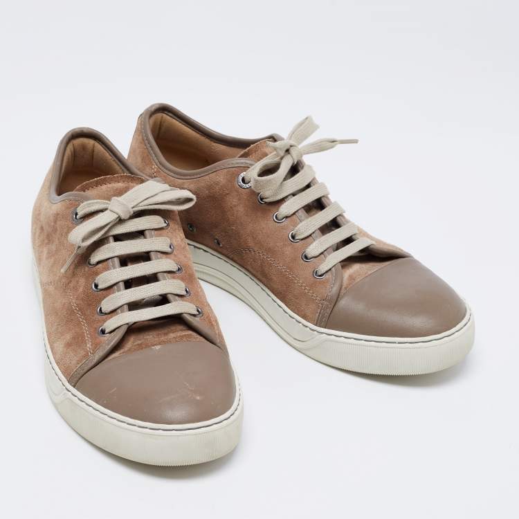 Pre Owned Lanvin Beige/Brown Suede and Leather Low Top Sneakers Size 41