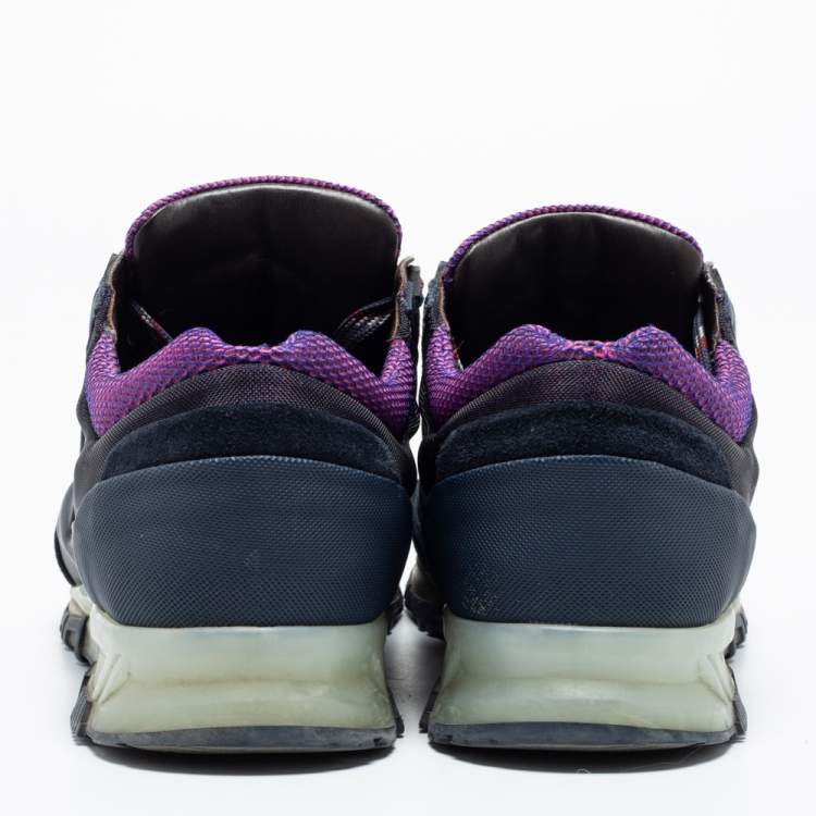 Pre Owned Lanvin Multicolor Mesh And Suede Low Top Sneakers Size 41